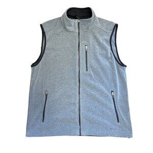 L.L. Bean Fleece Vest Mens Medium Polartec Gray Full Zip 3 Pocket Mock Neck